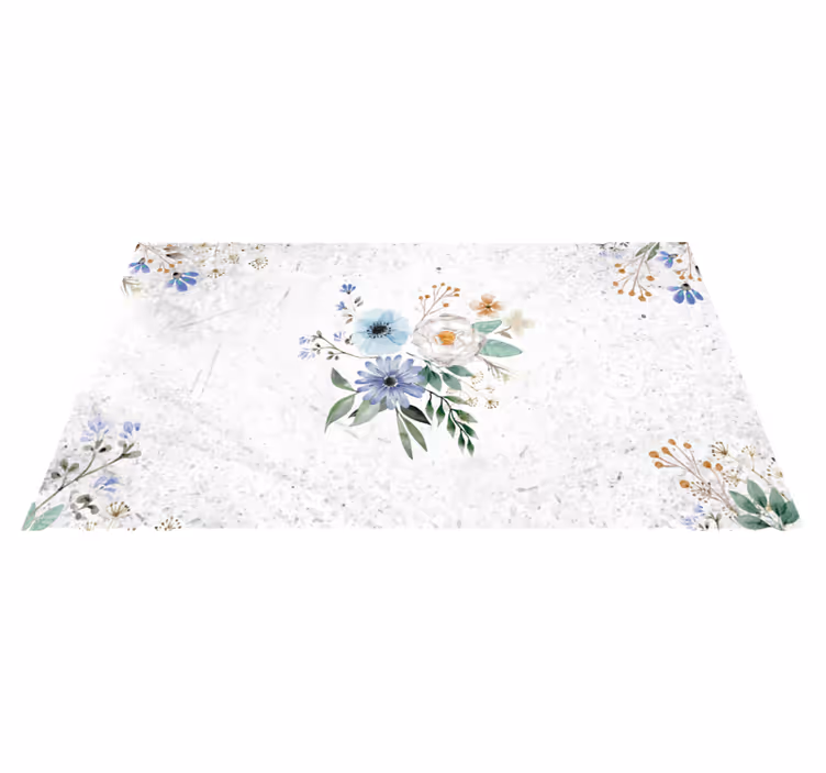Alfombra vinílica flores elegancia floral en mármol - TenVinilo