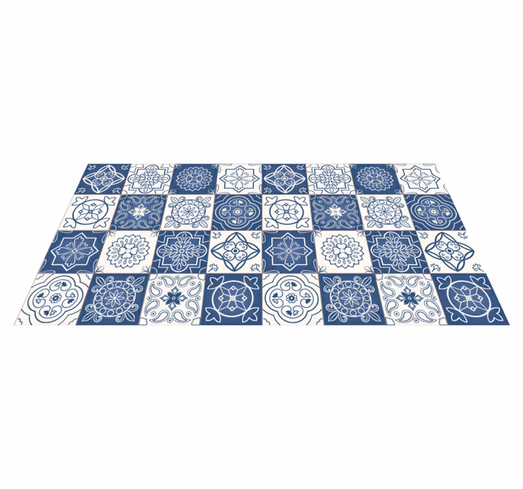Alfombra vinilo azul con azulejos - TenVinilo