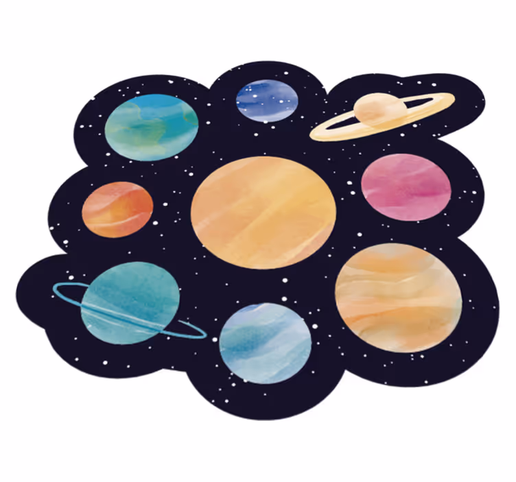 Alfombra de vinilo infantil Diferentes planetas - TenVinilo