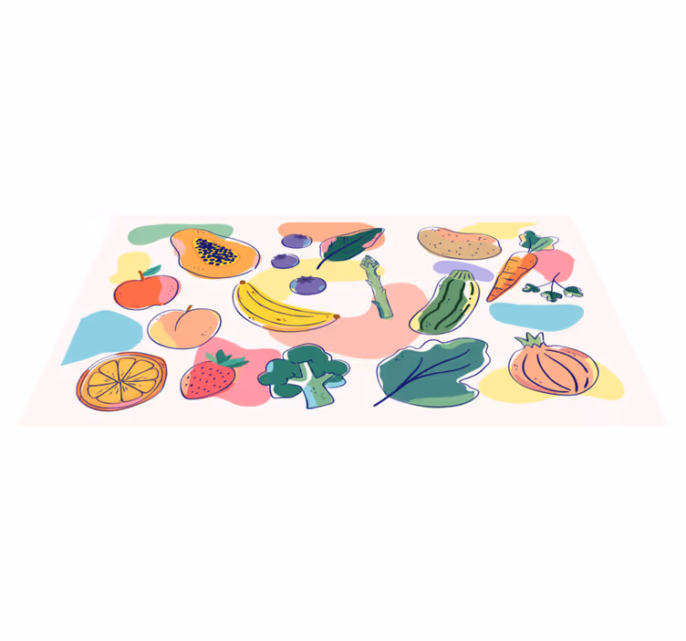 Alfombra vinílica cocina ilustración de fruta colorida - TenVinilo