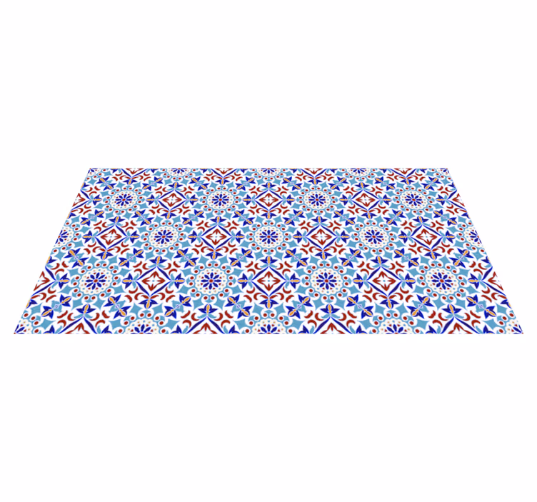 Alfombra vinilo cocina Patrón de mosaico azul claro - TenVinilo