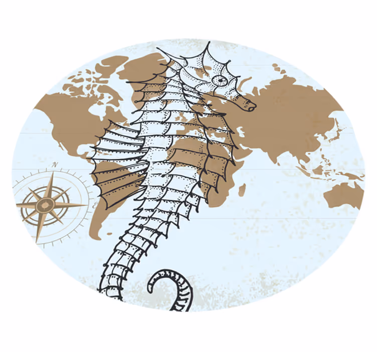 Aflombra vinílica animales mapa náutico de caballitos de mar - TenVinilo