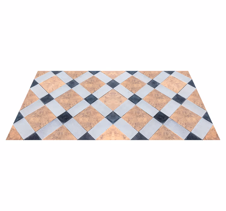 Alfombra vinílica hidráulica suelo de tablero de ajedrez - TenVinilo