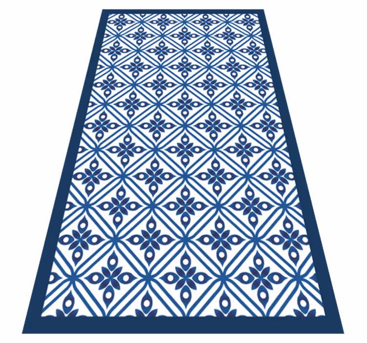 Alfombras de vinilo de azulejos Patrón japonés azul y blanco - TenVinilo