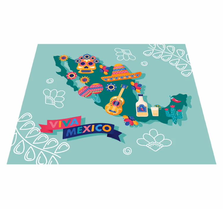 Alfombra vinilo mapamundi cultura mexicana - TenVinilo