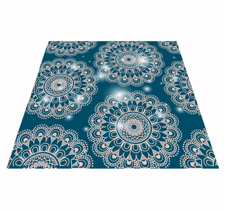 Alfombra vinílica mandala patrón mágico azul - TenVinilo