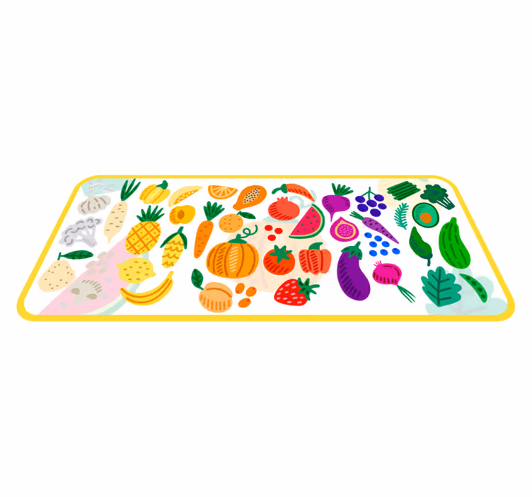 Alfombra vinílica flores patrón de frutas coloridas - TenVinilo