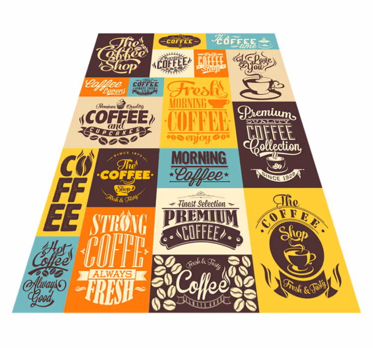 Alfombra vinílica con frase colección de tipografía de café - TenVinilo