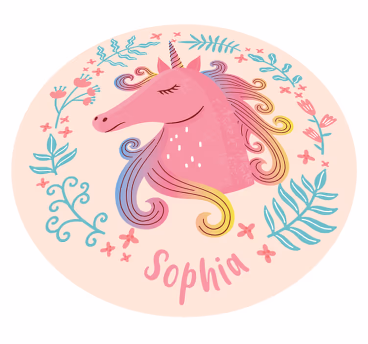 Alfombra vinílica dulce unicornio con nombre - TenVinilo