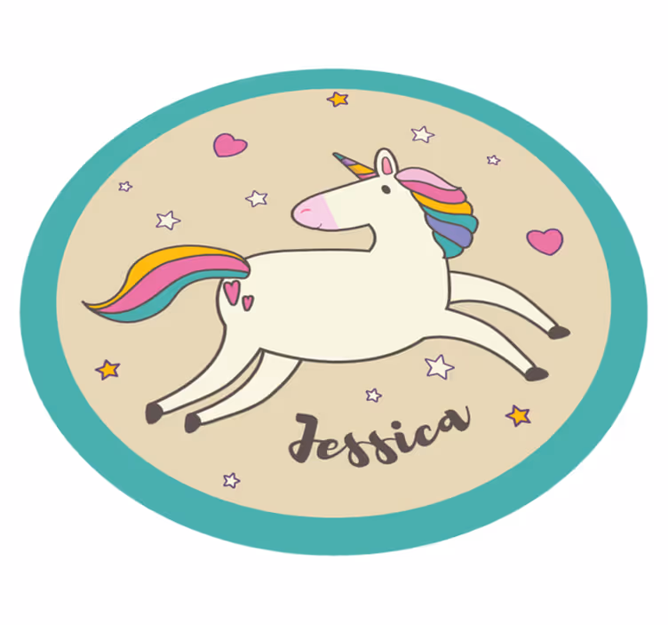 Alfombra vinílica redonda unicornio con nombre - TenVinilo