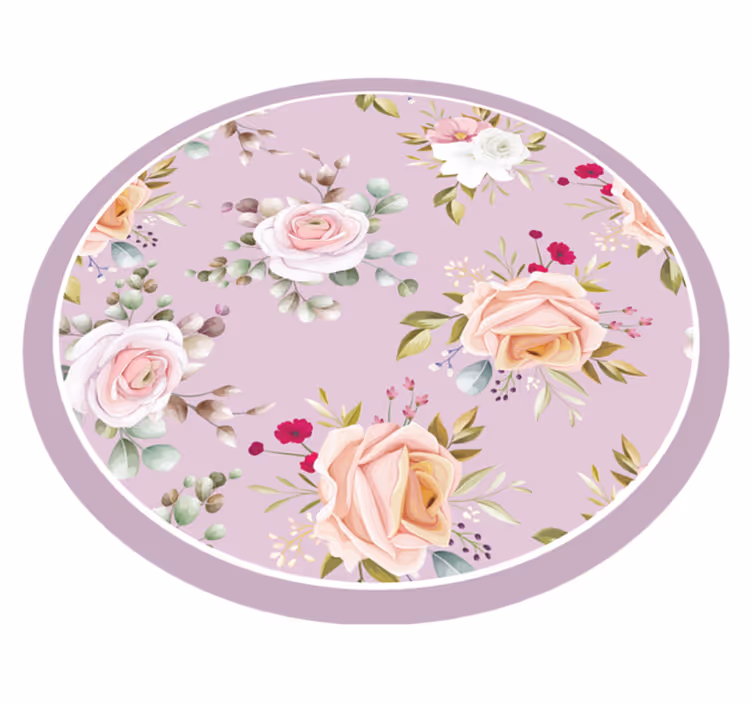 Alfombra vinílica flores elegancia de círculo floral - TenVinilo