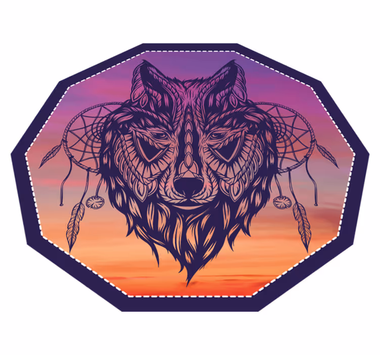 Aflombra vinílica animales ilustración de lobo octogonal - TenVinilo