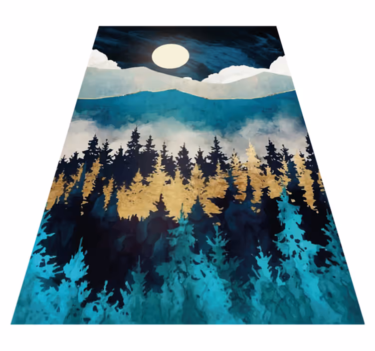 Alfombra vinílica naturaleza anochecer en el bosque - TenVinilo