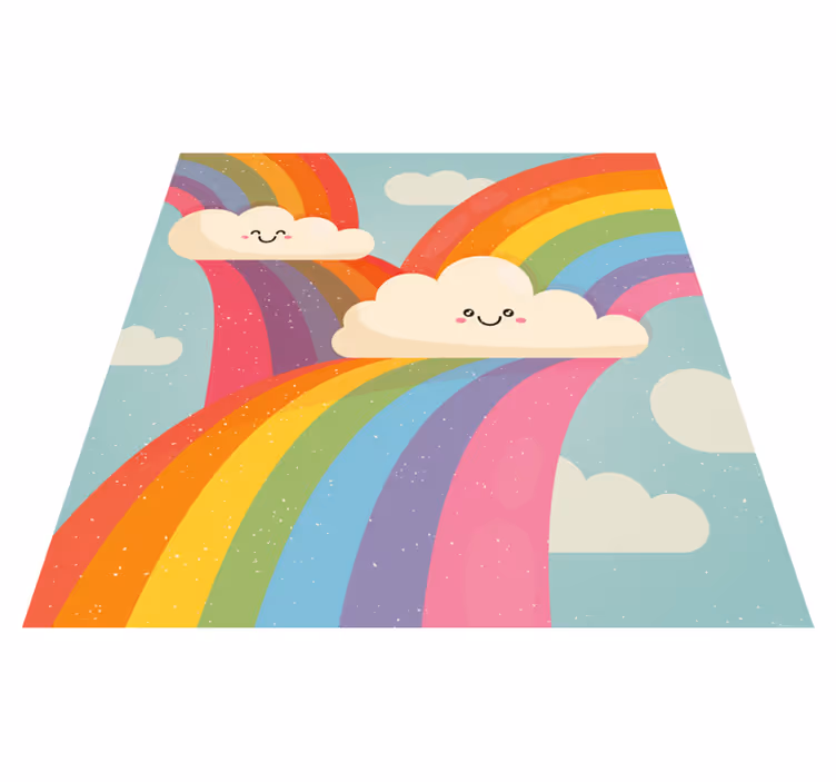 Alfombra de vinilo infantil Arcoiris en las nubes - TenVinilo