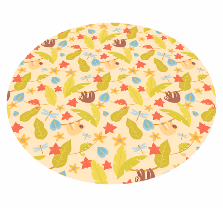 Alfombra vinílica infantil circular de bichos de otoño - TenVinilo