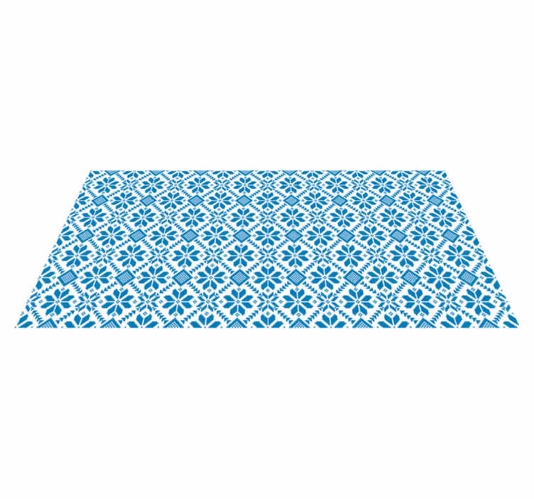 Alfombra vinílica hidráulica motivo de azulejo azul - TenVinilo