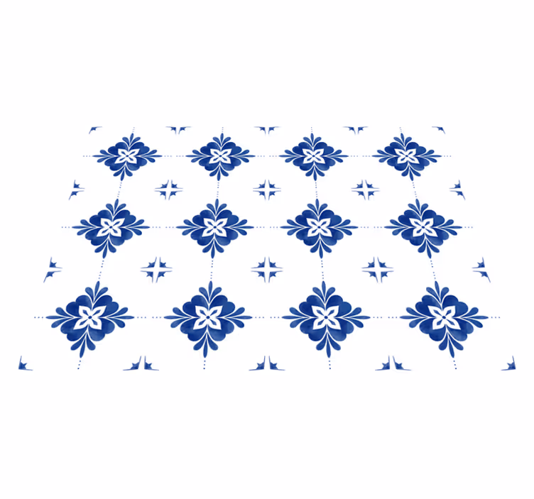 Alfombra hidráulica vinílica azul y blanca - TenVinilo