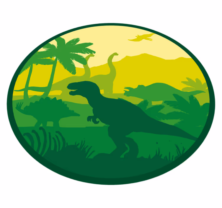Alfombra vinílica bebé escena de aventura de dinosaurios - TenVinilo