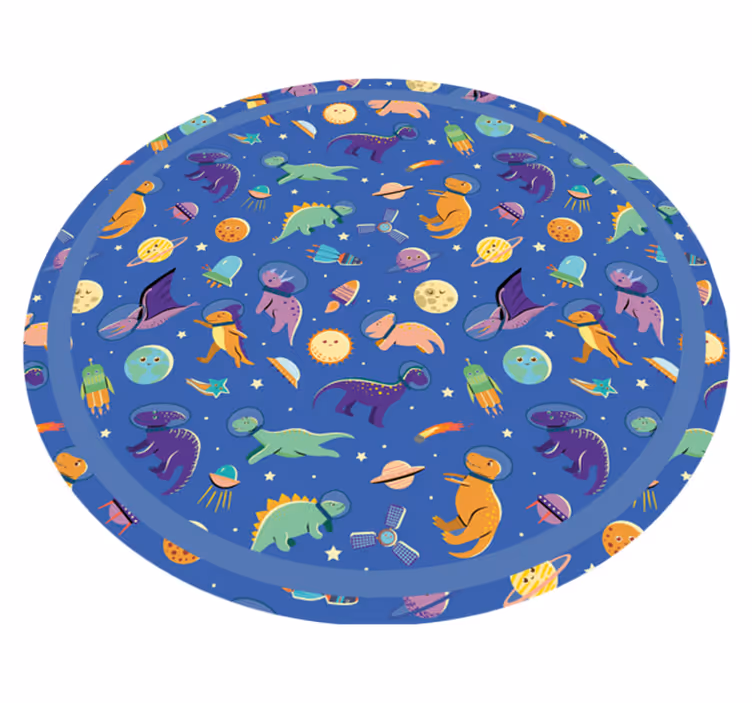 Alfombra vinilo infantil azul con dinosaurios - TenVinilo