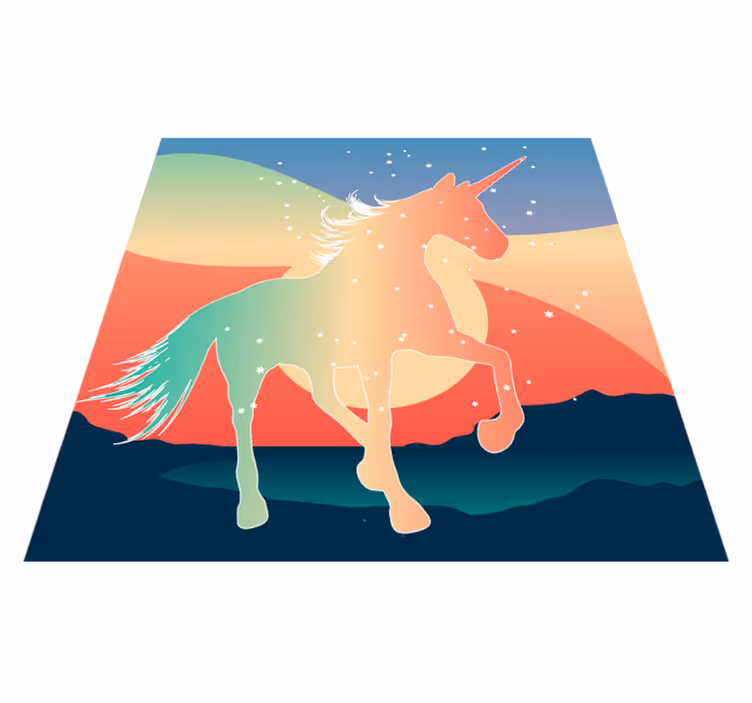 Alfombra vinílica infantil silueta de unicornio mágico - TenVinilo