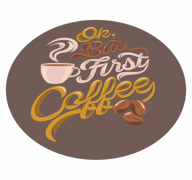 Alfombra vinílica con frase tipografía con tema de café - TenVinilo