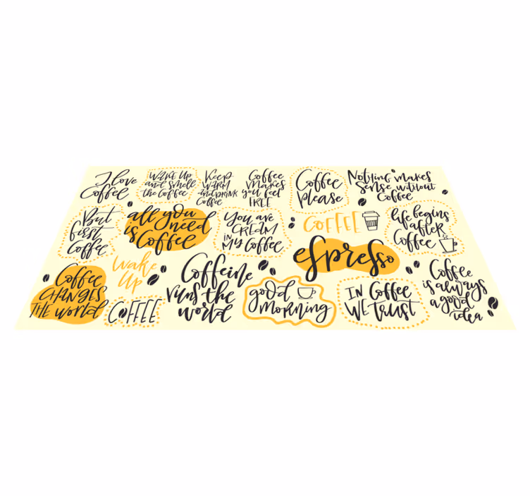 Alfombra vinílica con frase café amor expreso - TenVinilo
