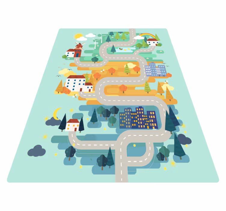 Alfombra de vinilo infantil Paisaje con carreteras - TenVinilo