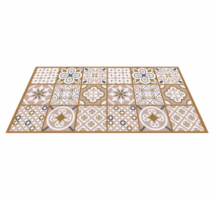 Alfombra vinilo cocina azulejos marrones pastel - TenVinilo
