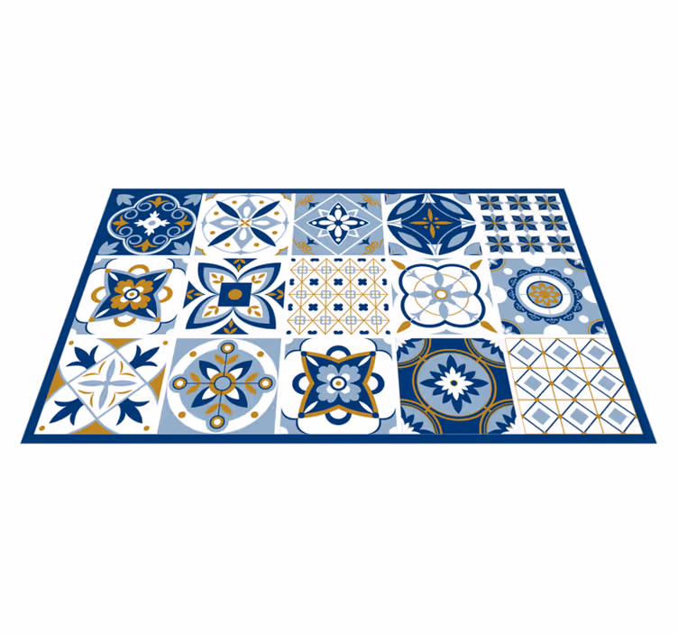 Alfombras vinílicas modernas Azulejo cuadrado grande azul - TenVinilo