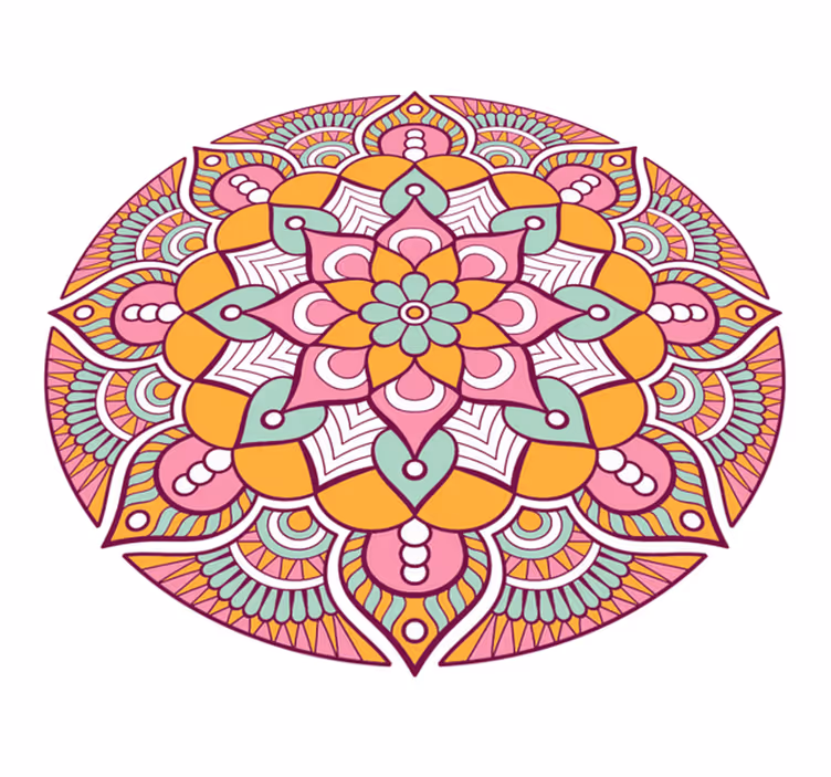 Alfombra vinílica mandala concepto floral animado - TenVinilo