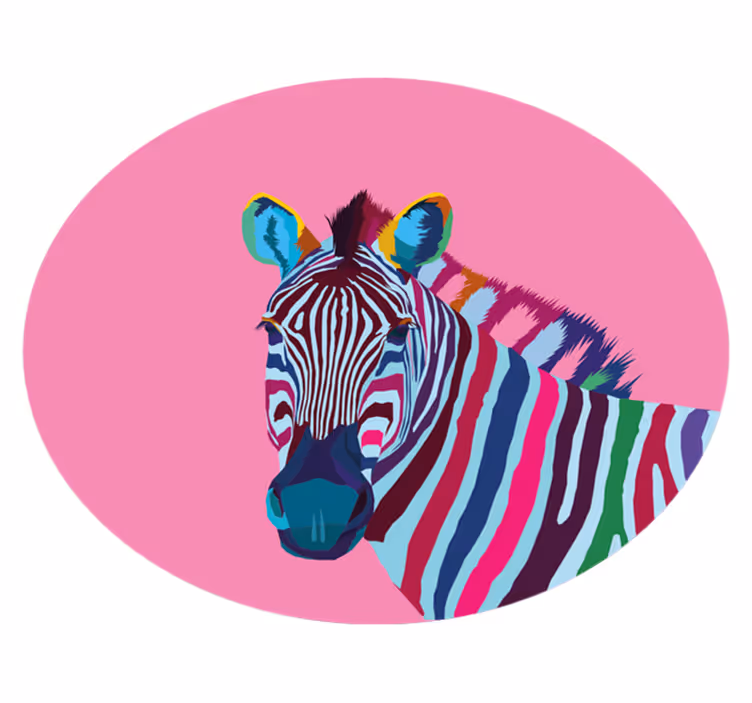 Aflombra vinílica animales colorido retrato de cebra - TenVinilo