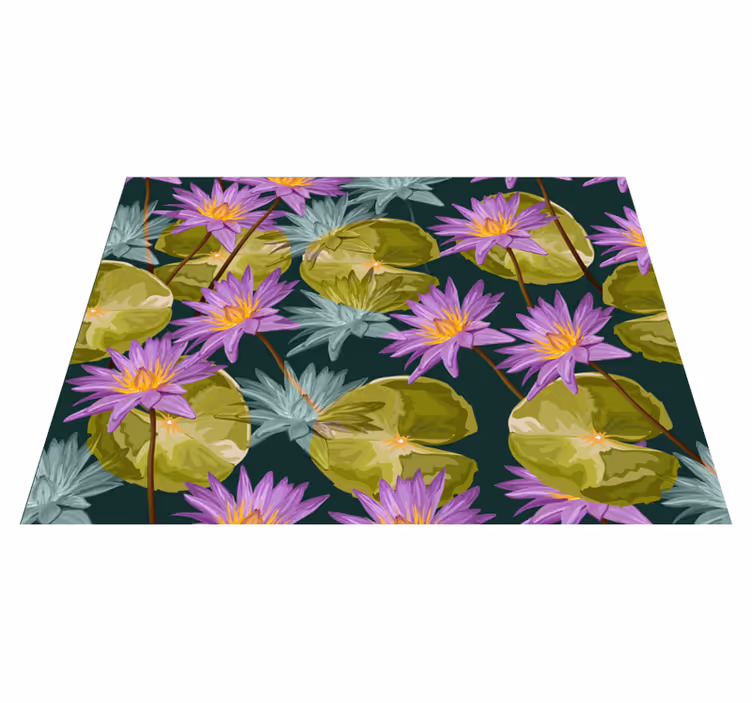 Alfombra vinílica flores nenúfares botánicos - TenVinilo
