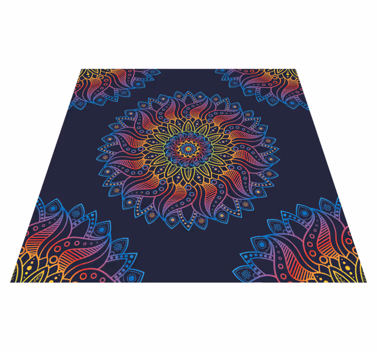 Alfombra vinílica mandala motivo vibrante colorido - TenVinilo