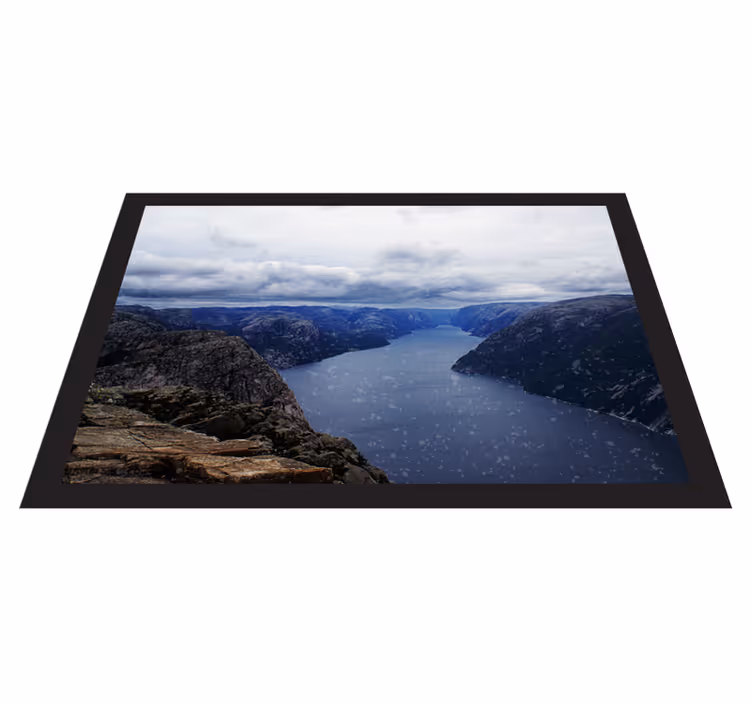 Alfombra vinílica naturaleza vista aérea del fiordo - TenVinilo