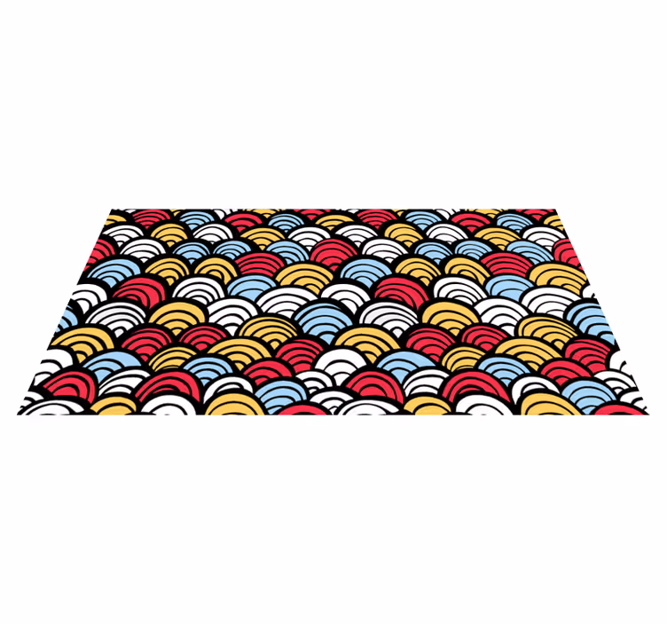 Alfombra vinílica geométrica semicírculos de colores - TenVinilo