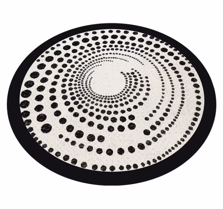 Alfombra vinilo redonda lunares blanco y negro - TenVinilo