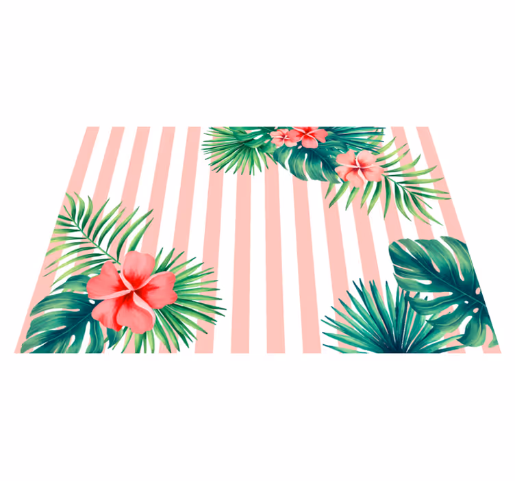 Alfombra vinílica flores raya de flora tropical - TenVinilo