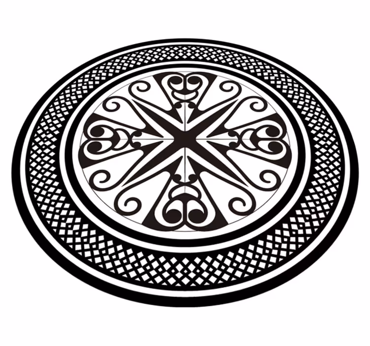 Alfombra vinílica geométrica inlay de remolino circular - TenVinilo