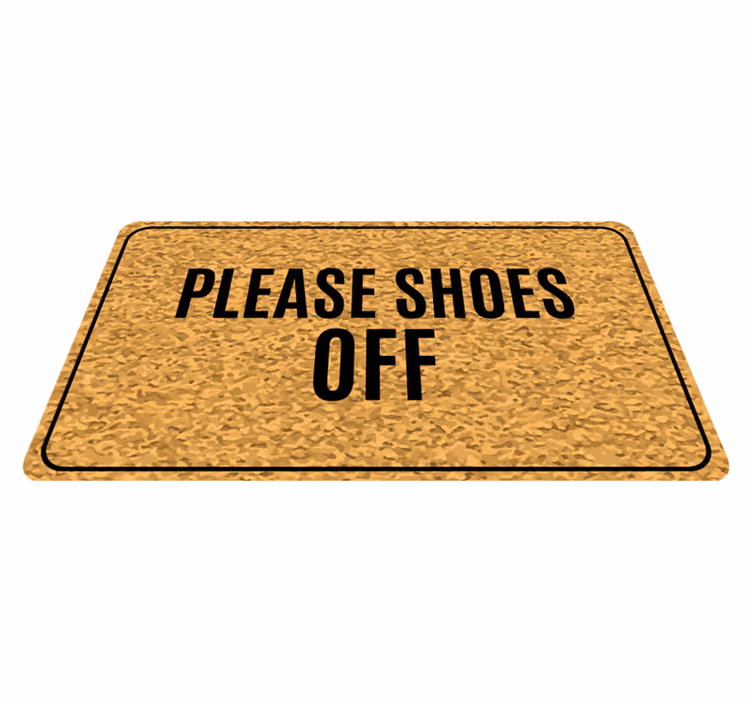 Alfombra vinílica con frase quítate los zapatos por favor - TenVinilo