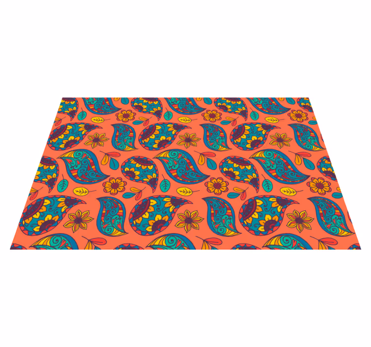 Alfombra vinílica flores patrón de cachemira floral - TenVinilo