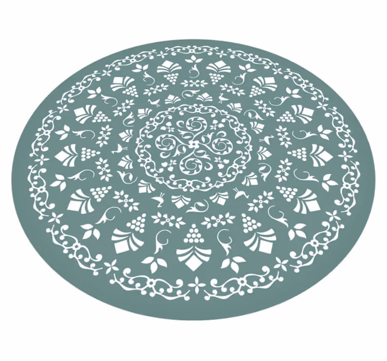 Alfombra vinílica nórdica Ornamental redondo gris - TenVinilo