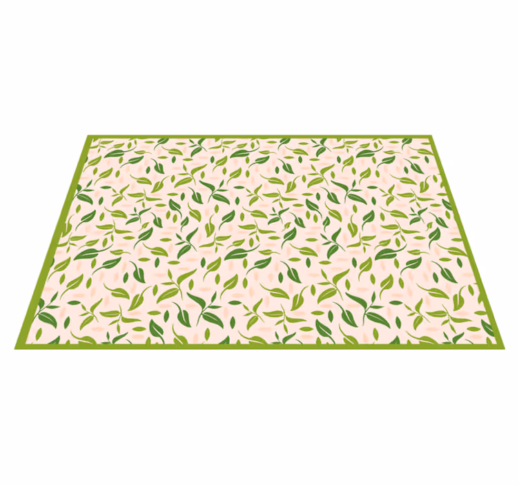 Alfombra vinílica nórdica de hojas verdes - TenVinilo