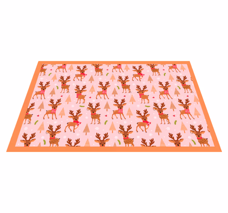 Alfombra vinílica navidad tema rosa reno - TenVinilo