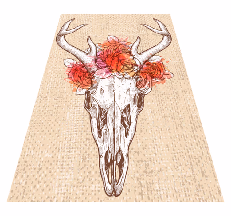 Aflombra vinílica animales arreglo floral de calavera - TenVinilo