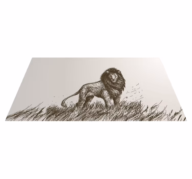 Aflombra vinílica animales majestuoso reflejo del león - TenVinilo