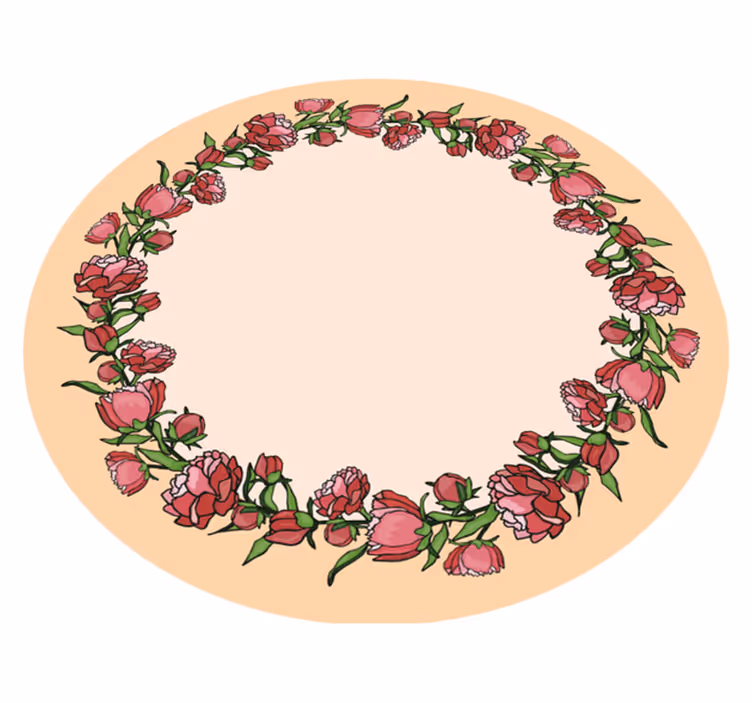 Alfombra vinílica flores acento circular floral - TenVinilo
