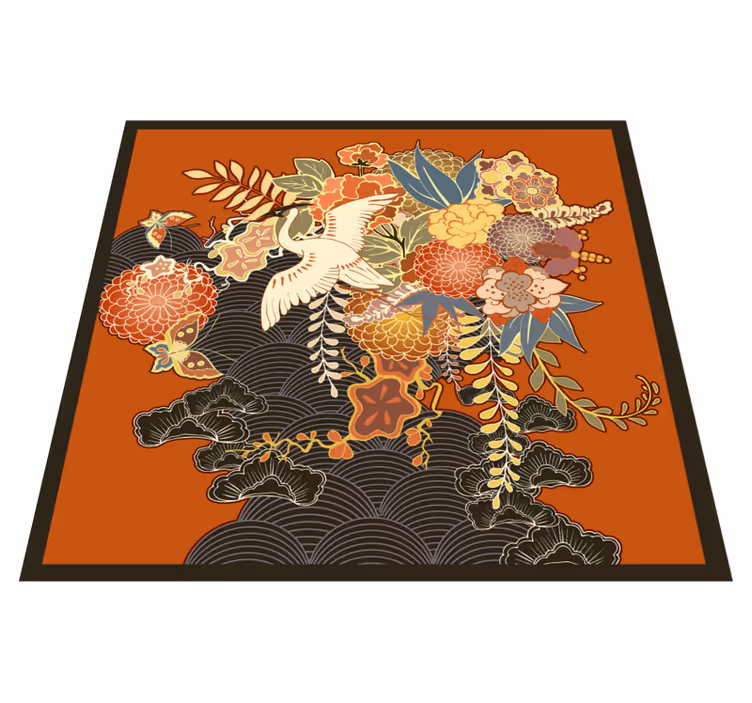 Alfombra vinílica flores elemento botánico elaborado - TenVinilo