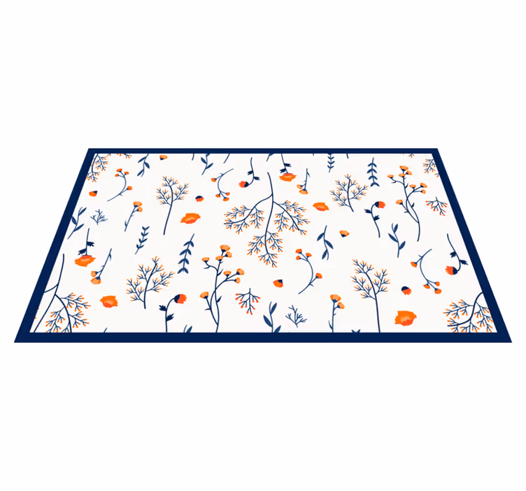 Alfombra vinílica flores patrón de ramas florales - TenVinilo