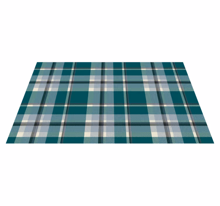 Alfombra vinílica cocina diseño de cuadros azules - TenVinilo