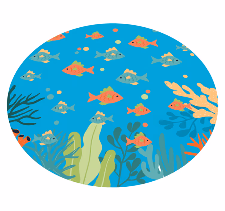Alfombra vinílica baño colorida escena submarina - TenVinilo